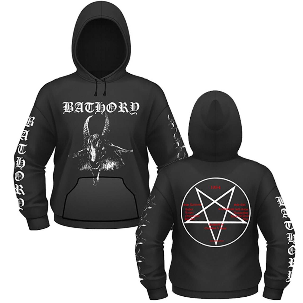 Bathory White Goat hoodie (double sided) – Rock Town Hollywood