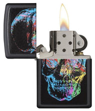 Load image into Gallery viewer, front of zippo opened with flame lit
