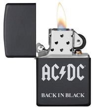 Load image into Gallery viewer, front of zippo opened with flame lit
