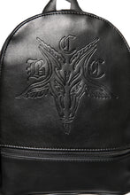 Load image into Gallery viewer, up close details of baphomet on backpack
