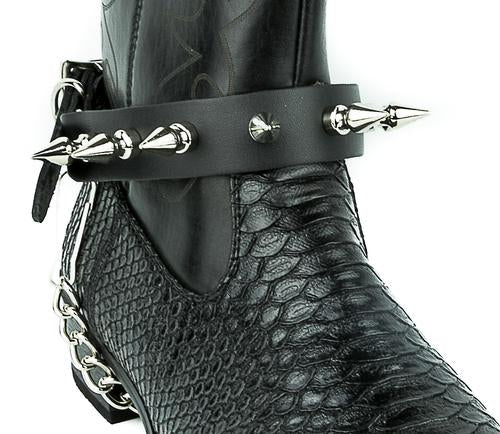 Black leather bootstrap with 1