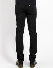 Load image into Gallery viewer, back view of Black cotton classic skinny fit jeans. 
