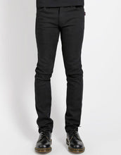 Load image into Gallery viewer, front view of Black cotton classic skinny fit jeans. 
