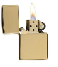 Load image into Gallery viewer, front of zippo opened with flame lit
