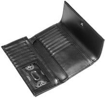 Load image into Gallery viewer, Inside of wallet displaying 16 credit card slots inside and window ID slot.
